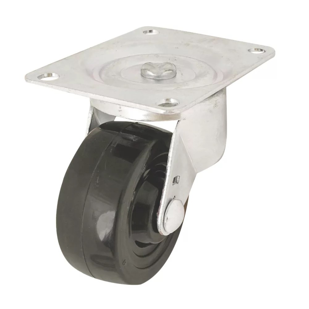 Essentials Heavy Duty Swivel Castor 75mm Black Screwfix