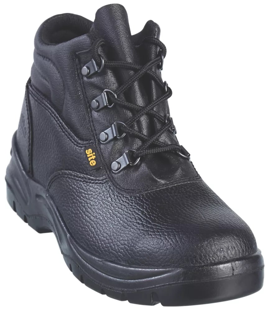 Site Slate Size 8 Black Steel Toe Cap Safety Boots Screwfix