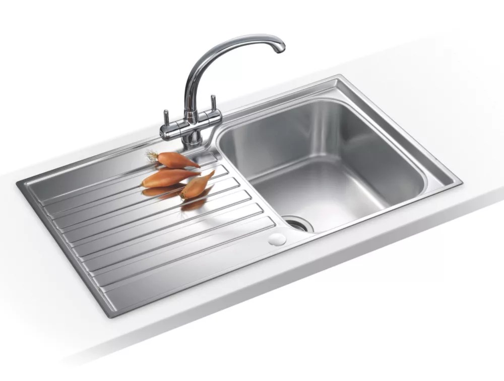 Franke Ascona 1 Bowl Stainless Steel Inset Sink 860mm x 510mm Screwfix