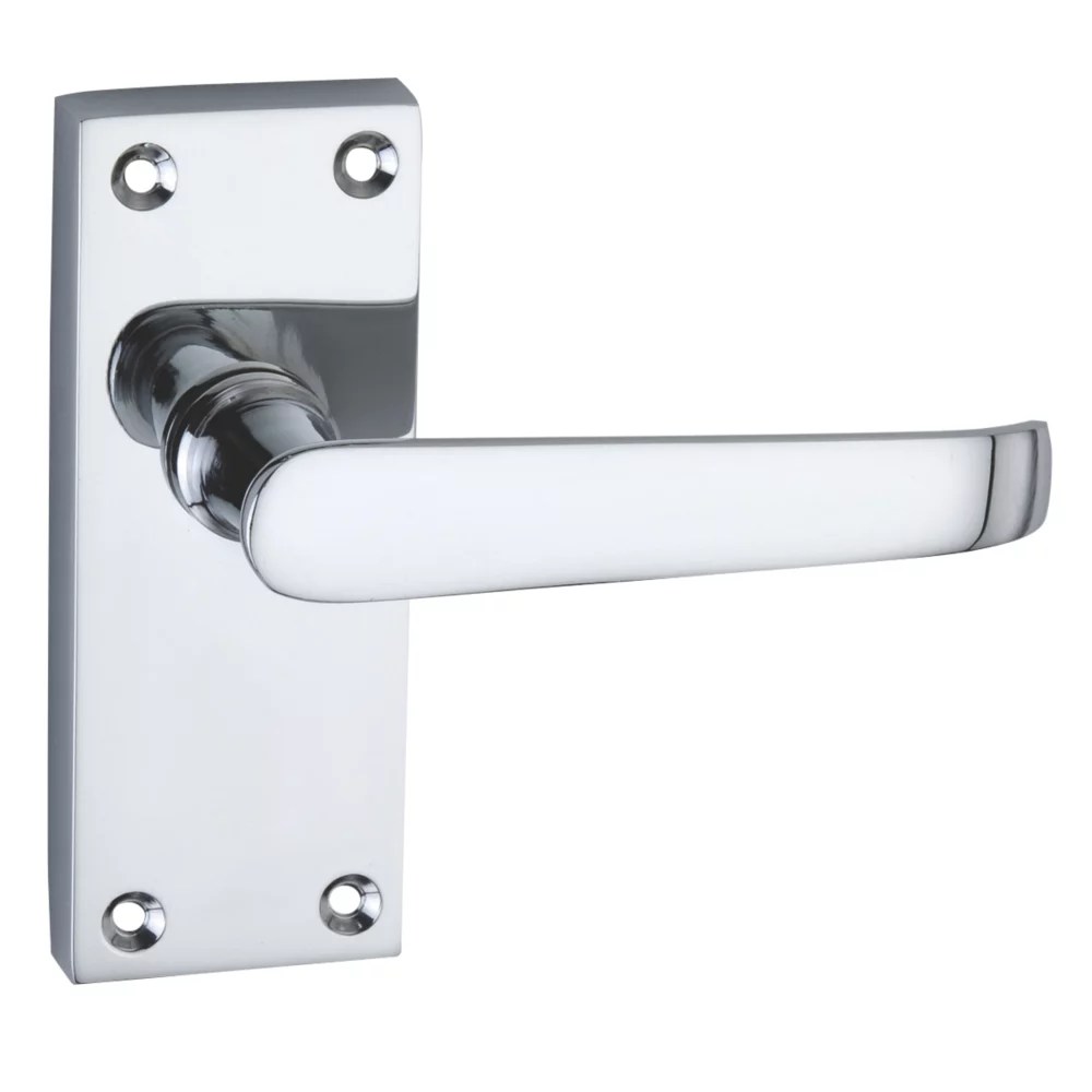 Smith & Locke Fire Rated Latch Door Handles Pair Polished Chrome Screwfix