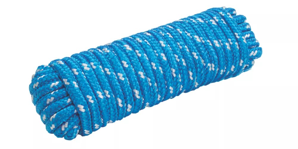 Essentials Braided Rope Blue / White 12mm x 20m Screwfix