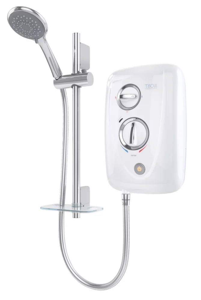 Triton T80 EasiFit+ White / Chrome 8.5kW Thermostatic Electric Shower