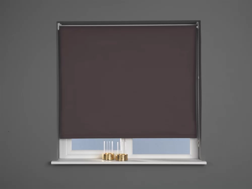 Polyester Roller Blackout Blind Brown 600 x 1700mm Drop Screwfix