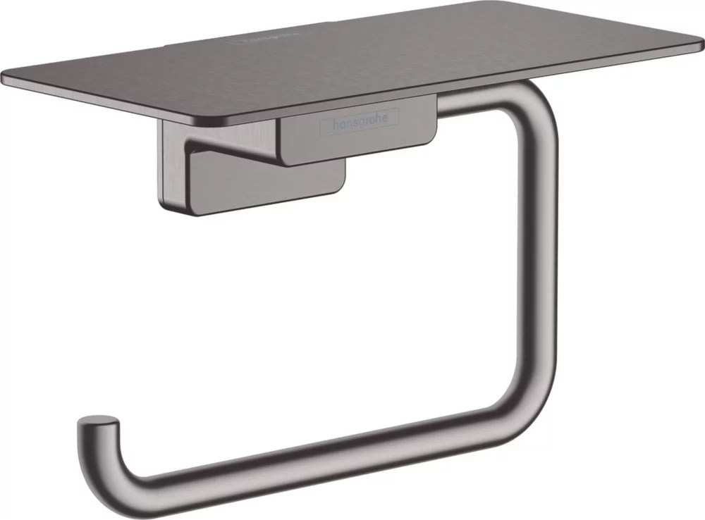Hansgrohe AddStoris Toilet Roll Holder with Shelf Brushed Black Chrome