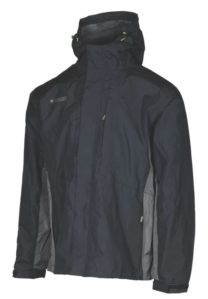 Apache Welland 100 Waterproof Jacket Black / Grey Medium Size 46" Chest Screwfix