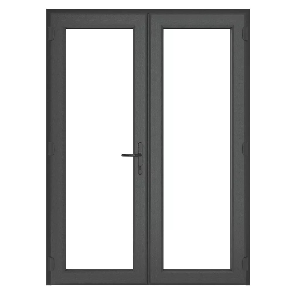 Crystal Anthracite Grey DoubleGlazed uPVC French Door Set 2090mm x