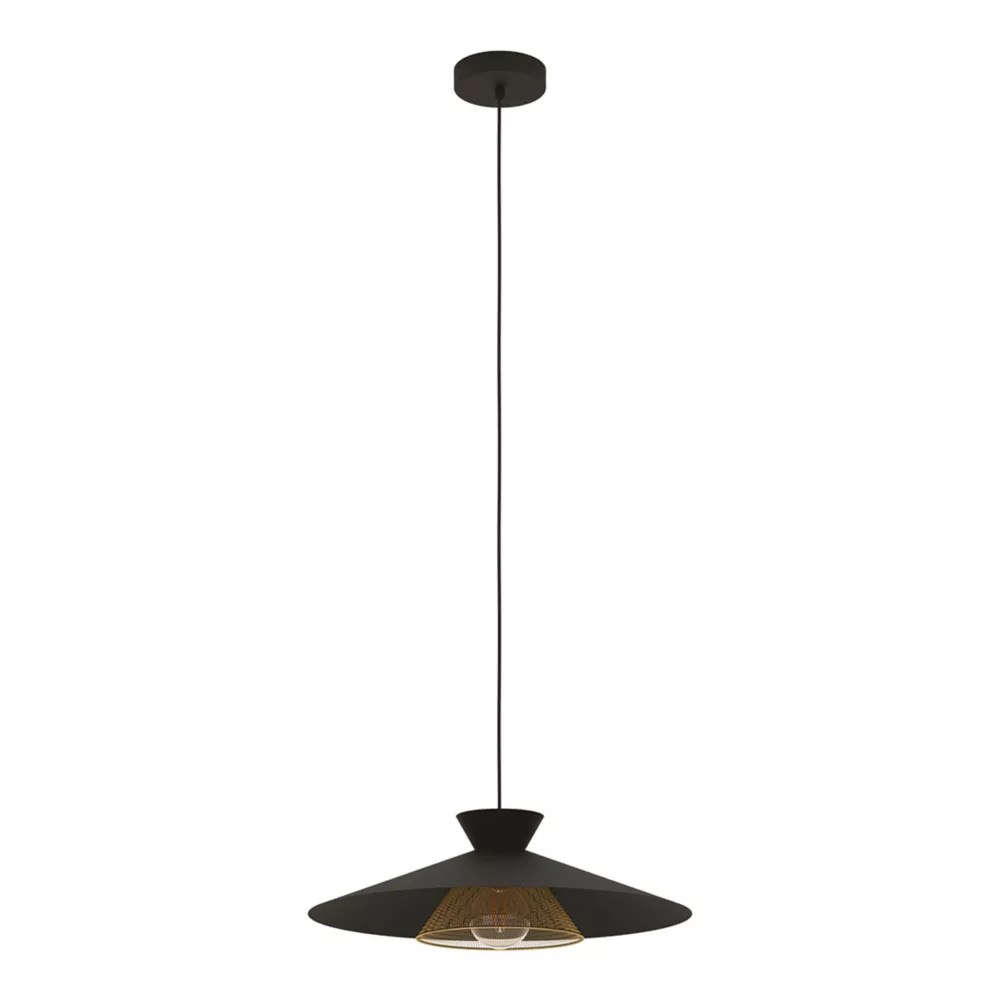 Eglo Grizedale Single Pendant Light Black/Brass Screwfix