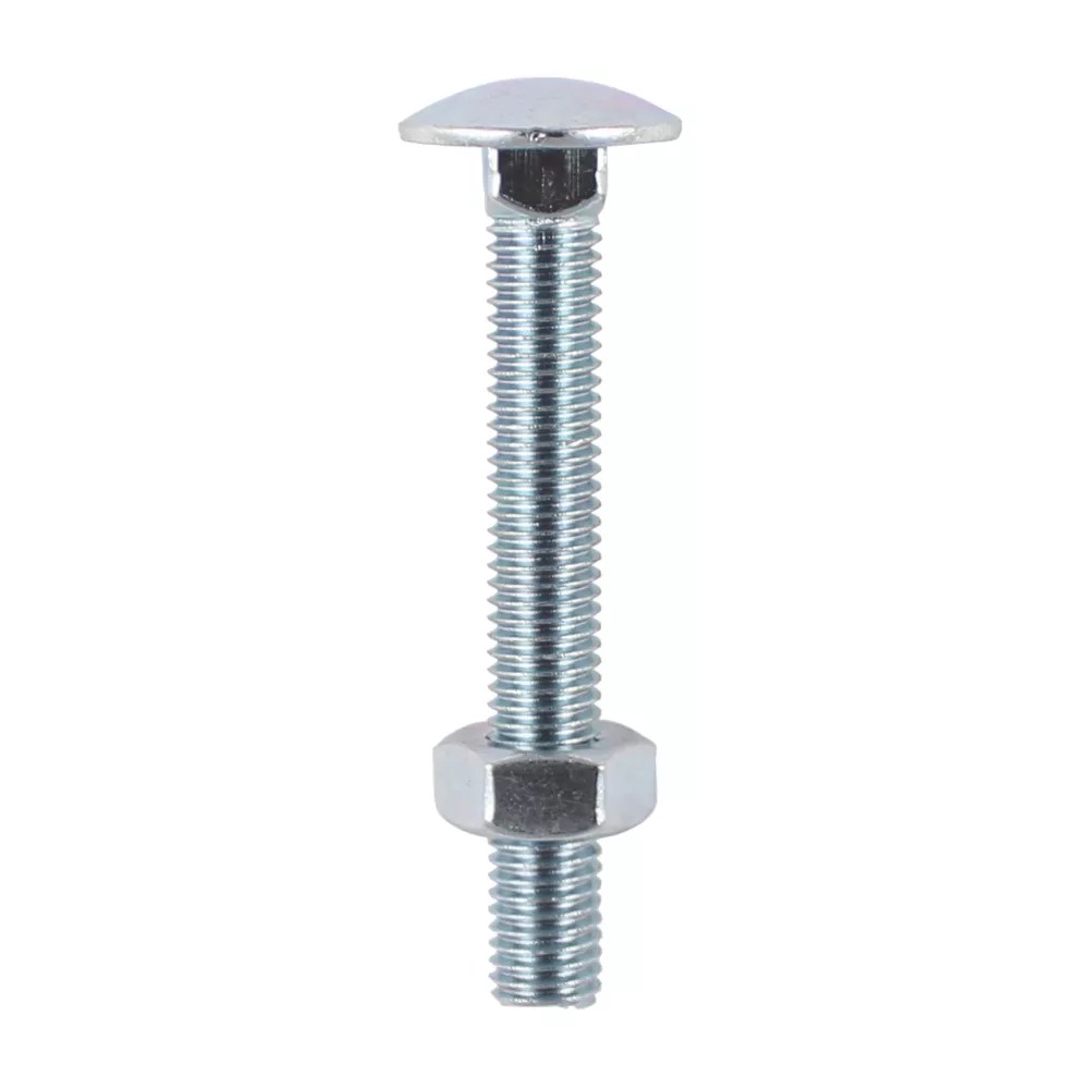 Timco Carriage Bolts Carbon Steel ZincPlated M6 x 100mm 100 Pack