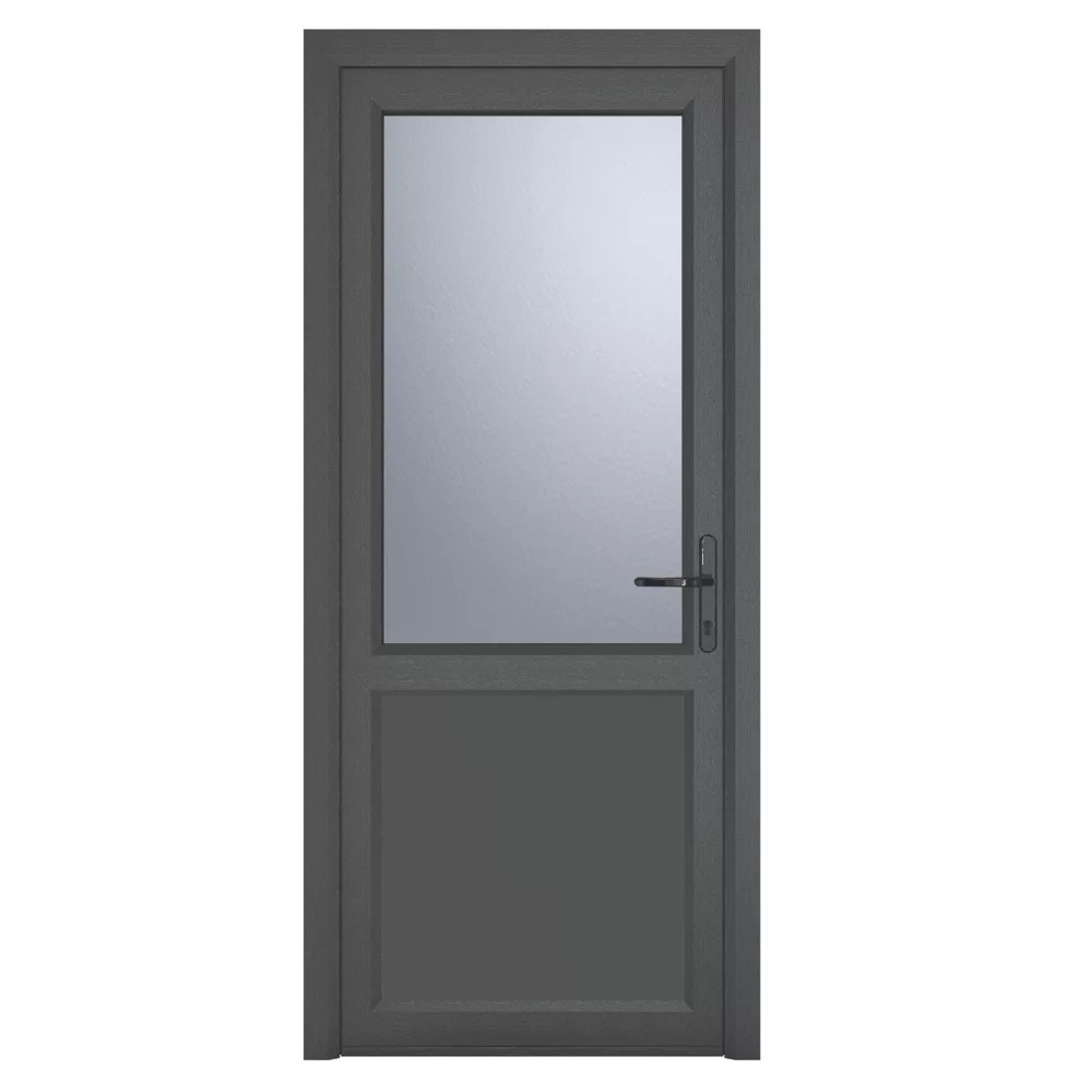 Crystal 1Panel 1Obscure Light LeftHanded Anthracite Grey uPVC Back