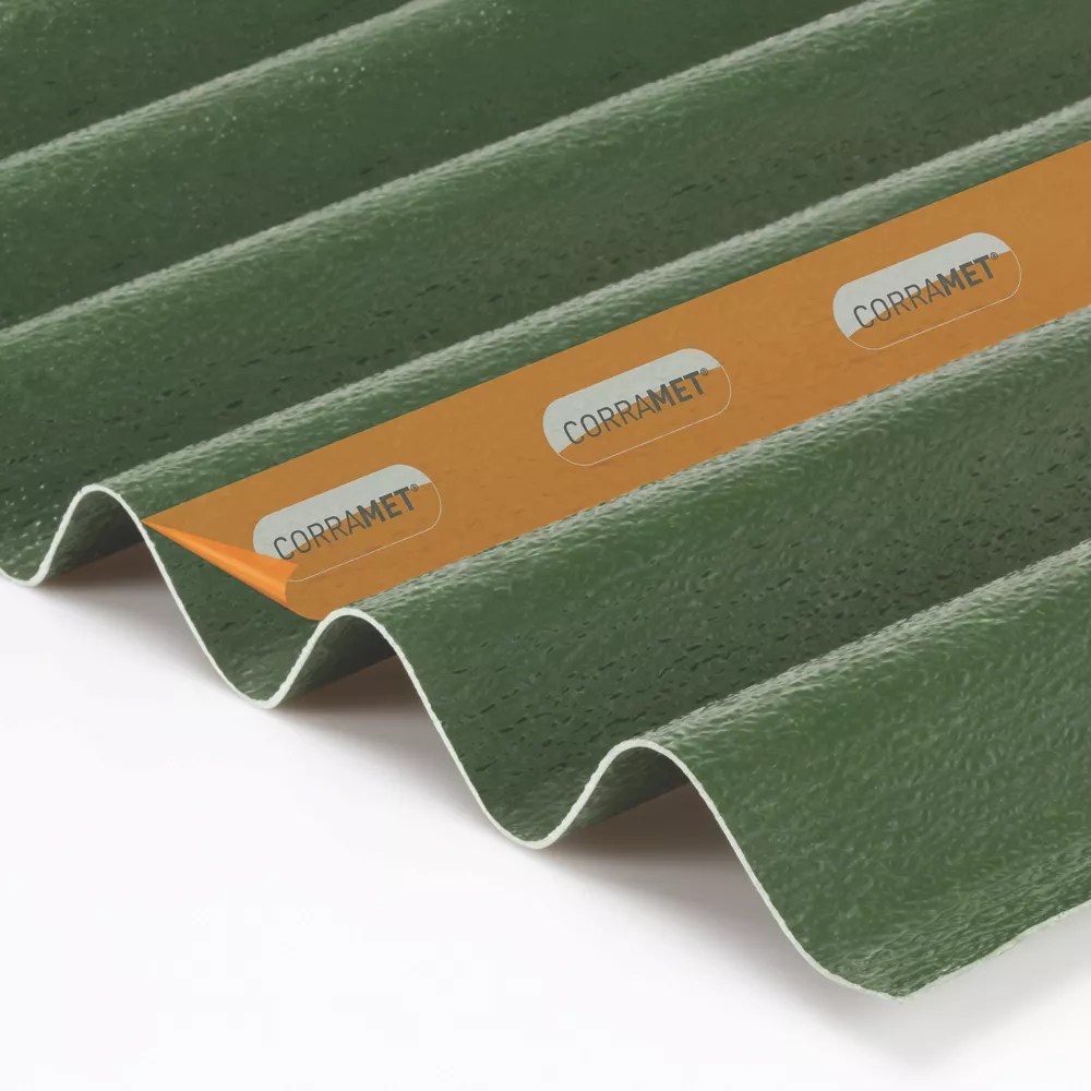Corramet COR808GR Corrugated Roofing Sheet Green 4000mm x 950mm Screwfix