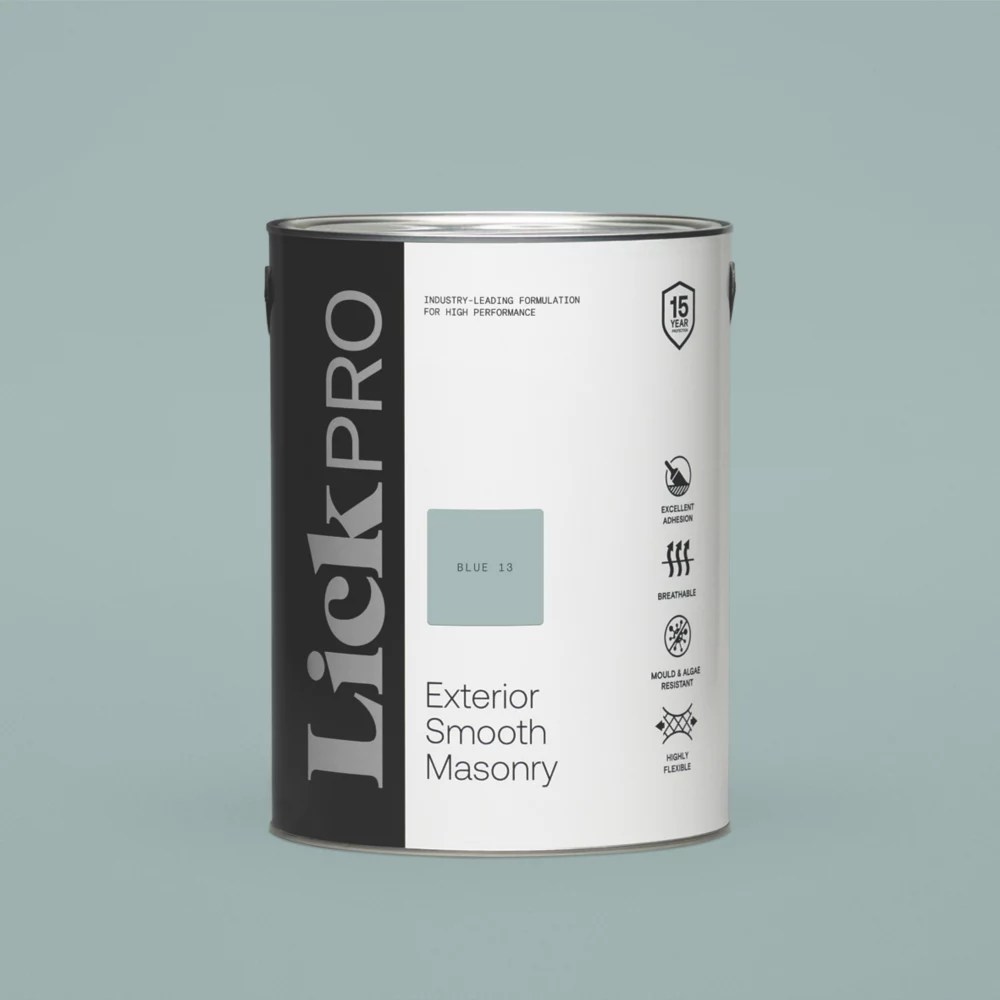 LickPro 5Ltr Smooth Blue 13 Masonry Paint Screwfix