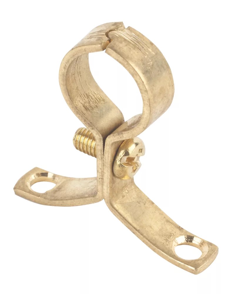 Essentials 15mm Pipe Clips Brass 10 Pack Screwfix