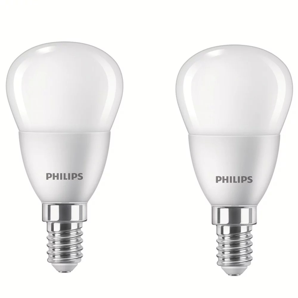 Philips E14 Candle LED Light Bulb 470lm 5.5W 2 Pack Screwfix