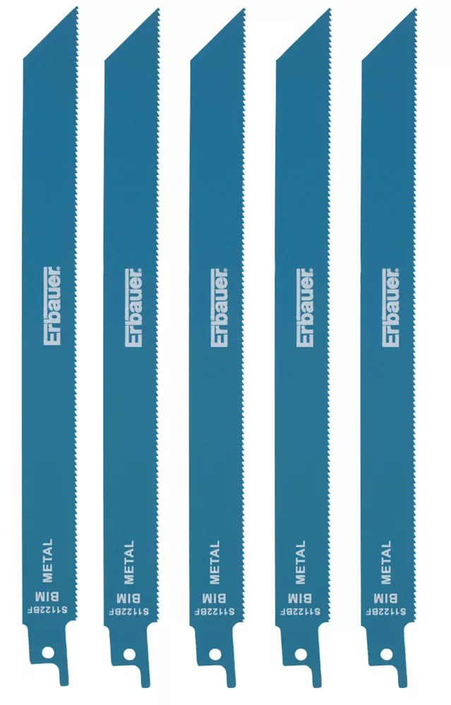 Erbauer Sheet Metal Reciprocating Saw Blades 228mm 5 Pack Screwfix