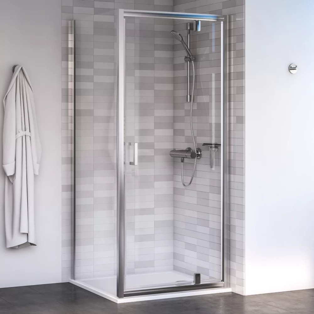 Aqualux Edge 6 SemiFrameless Square Shower Enclosure LH/RH Polished Silver 900mm x 900mm x