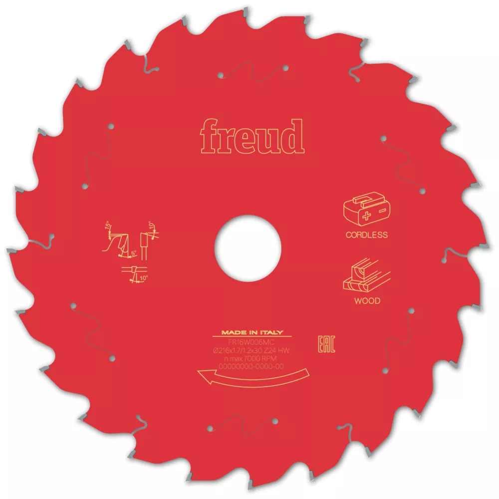 Freud F03FS10061 Wood/Chipboard/MDF Circular Saw Blade 216mm x 30mm 24T