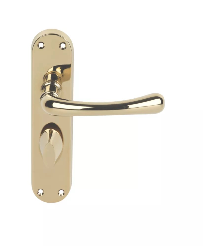 Serozzetta Ibra Lever on Backplate WC Door Handle Pair Polished Brass
