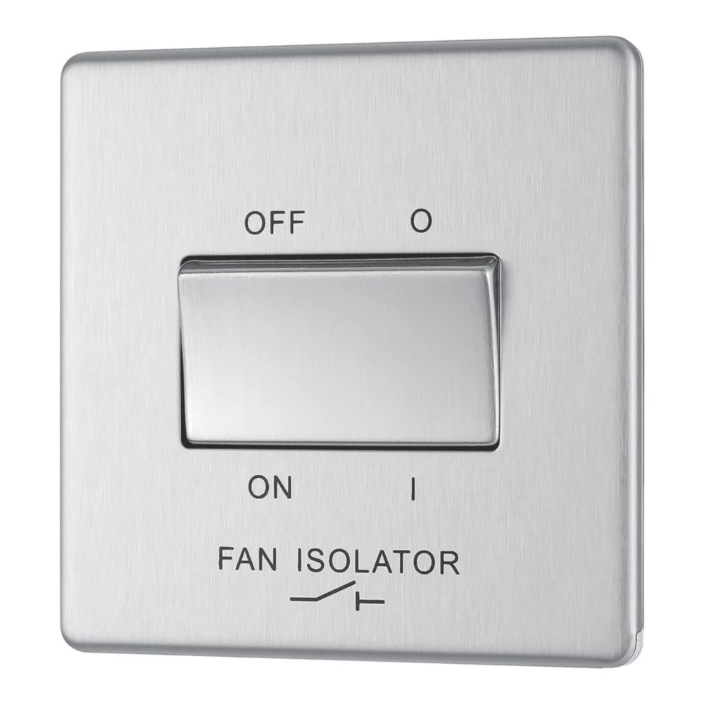 Lap 10a 1 Gang 3 Pole Fan Isolator Switch Brushed Stainless Steel