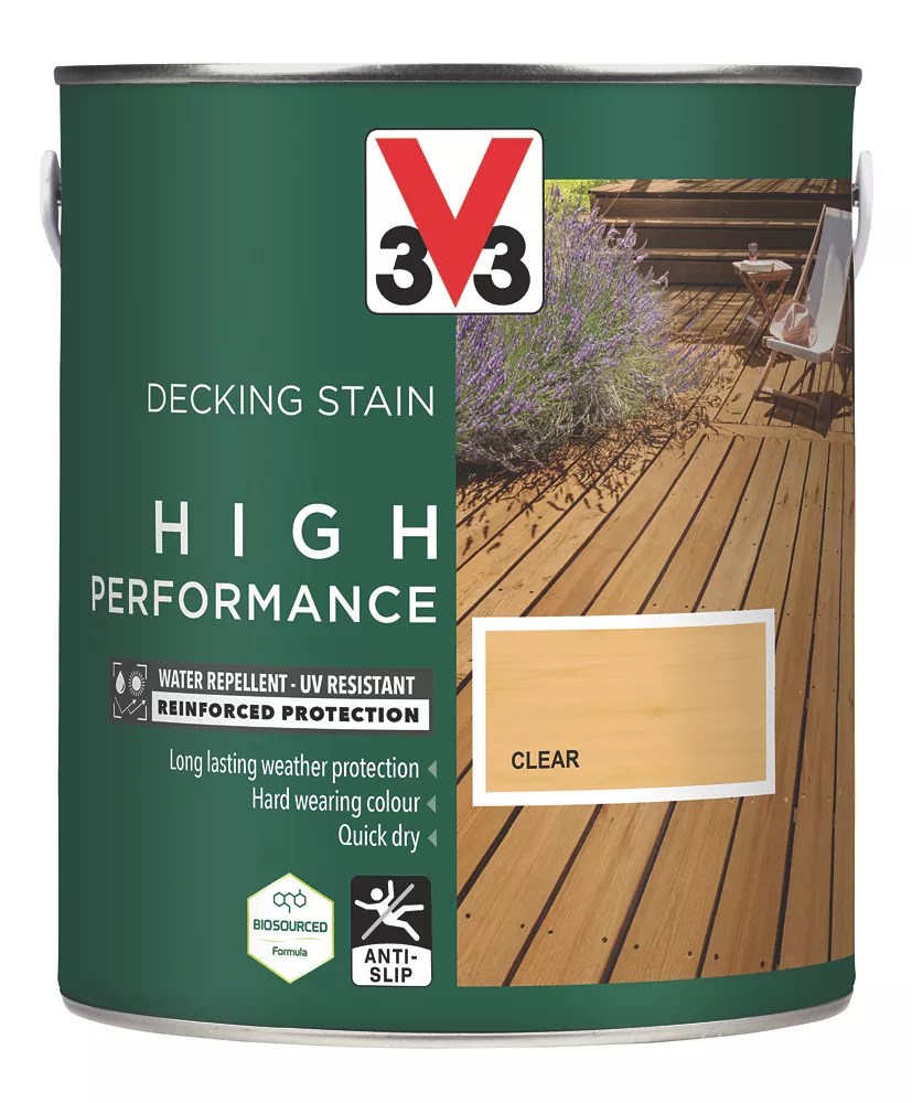 V33 High Performance 2.5Ltr Clear Anti Slip Decking Stain Screwfix