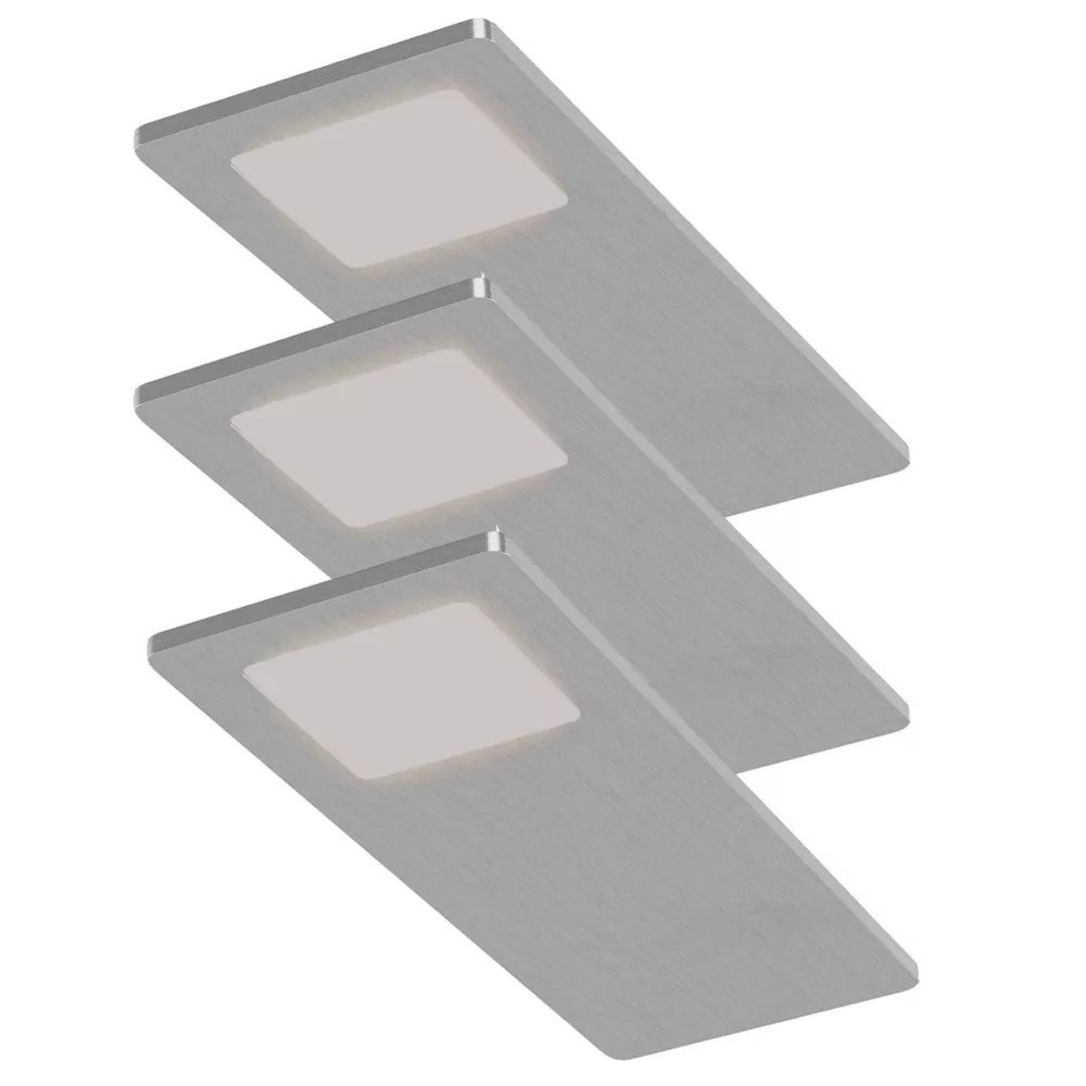 Sensio Astro Pro Rectangular LED Under Lights Aluminium 14.4W 240270lm 3 Pack Screwfix