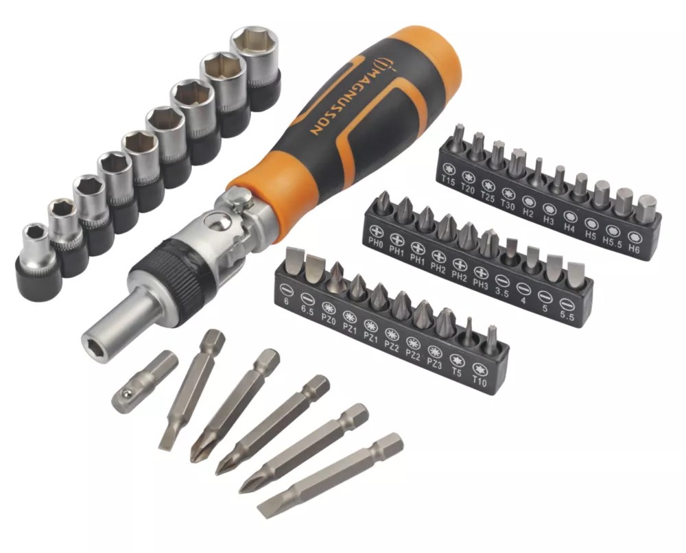 Magnusson Ratchet Screwdriver Bit Set 46 Pieces Screwfix