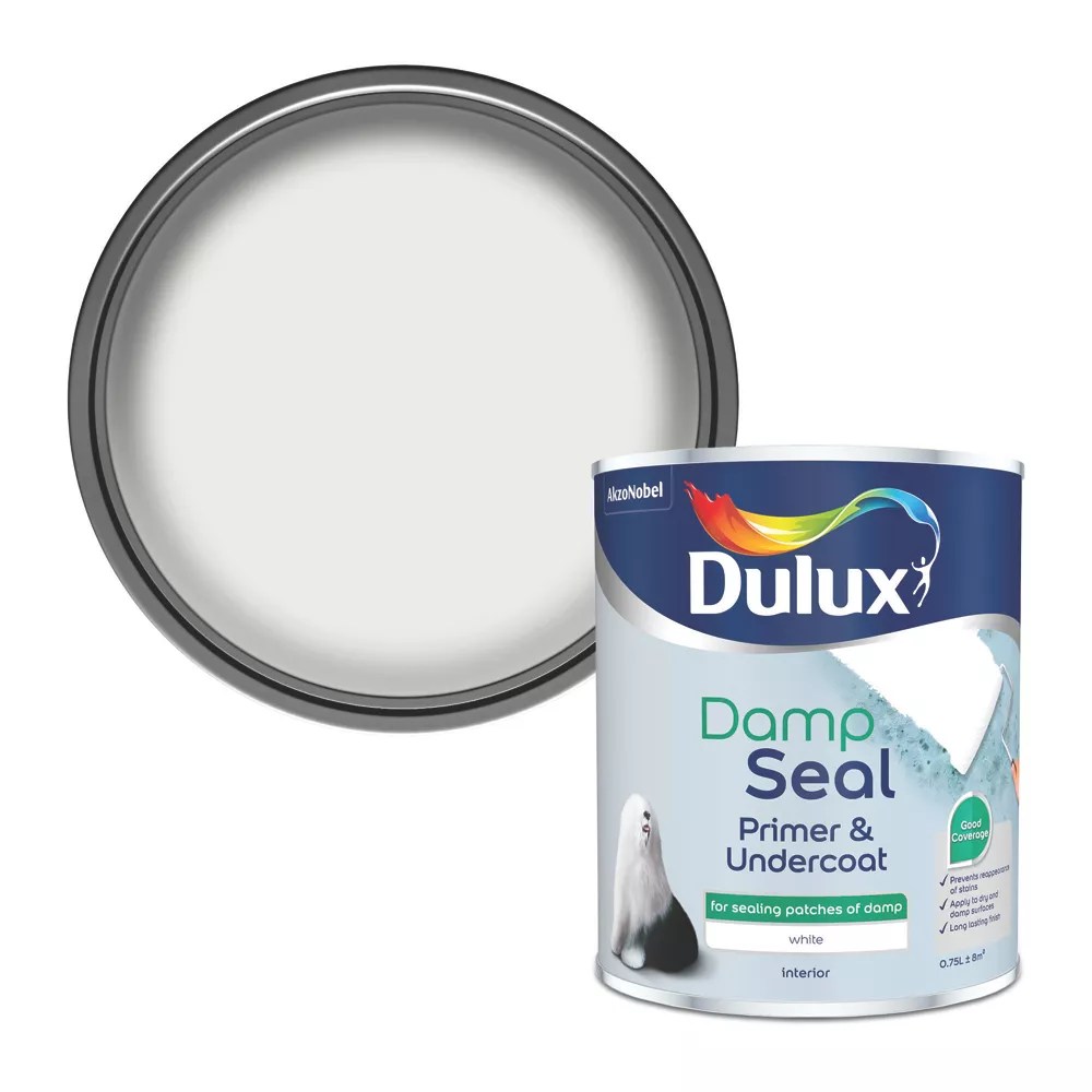 Dulux 750ml White Smooth Stain Block Paint Screwfix