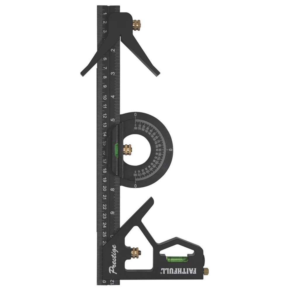 Faithfull Combination Square with Protractor 12" (300mm) Screwfix