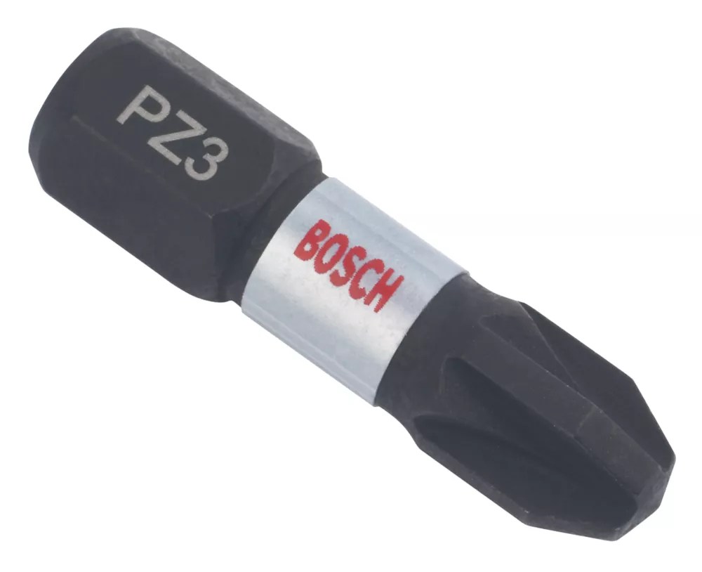 Bosch 1/4" 25mm Hex Shank PZ3 Impact Control Screwdriver Bits 2 Pack