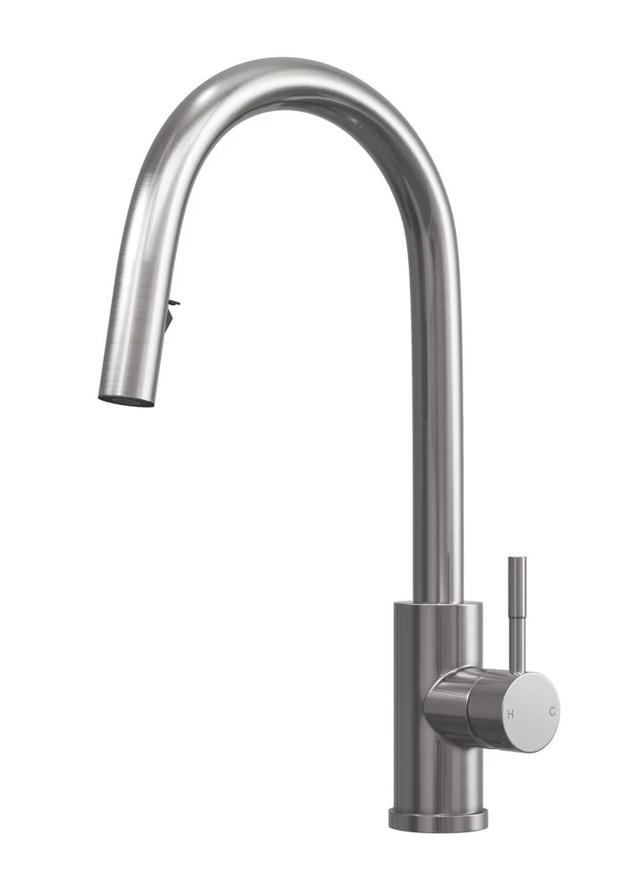 ETAL Velia Concealed PullOut Kitchen Mixer Tap Brushed Steel Screwfix