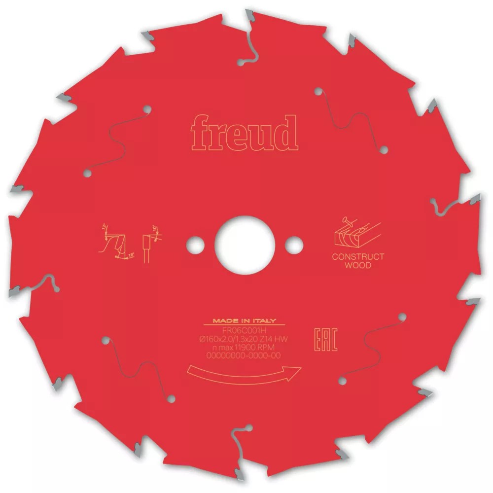 Freud F03FS09788 Wood/Nails Circular Saw Blade 160mm x 20mm 14T Screwfix
