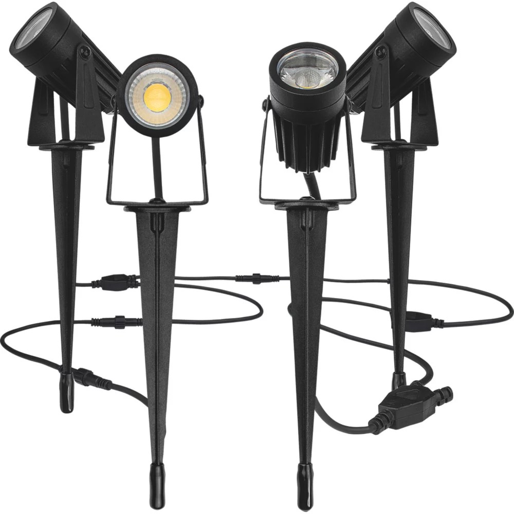 Luceco Outdoor LED Garden Spike Lights Black 4 x 3W 4x200lm 4 Pack