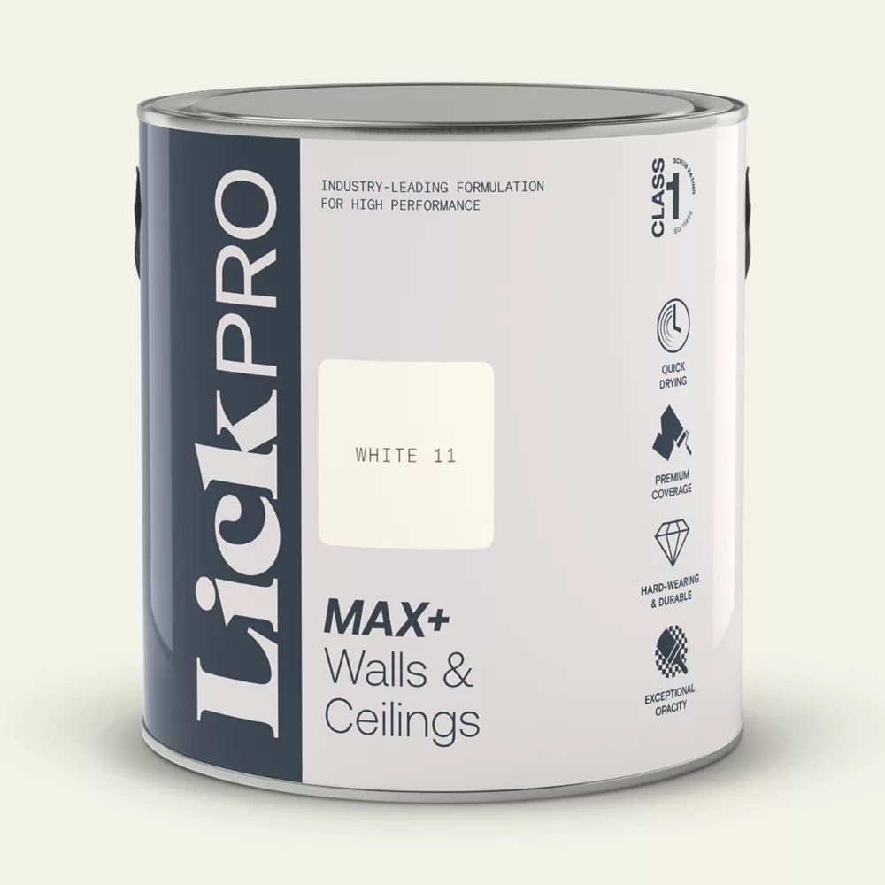LickPro Max+ 2.5Ltr White 11 Matt Emulsion Paint Screwfix