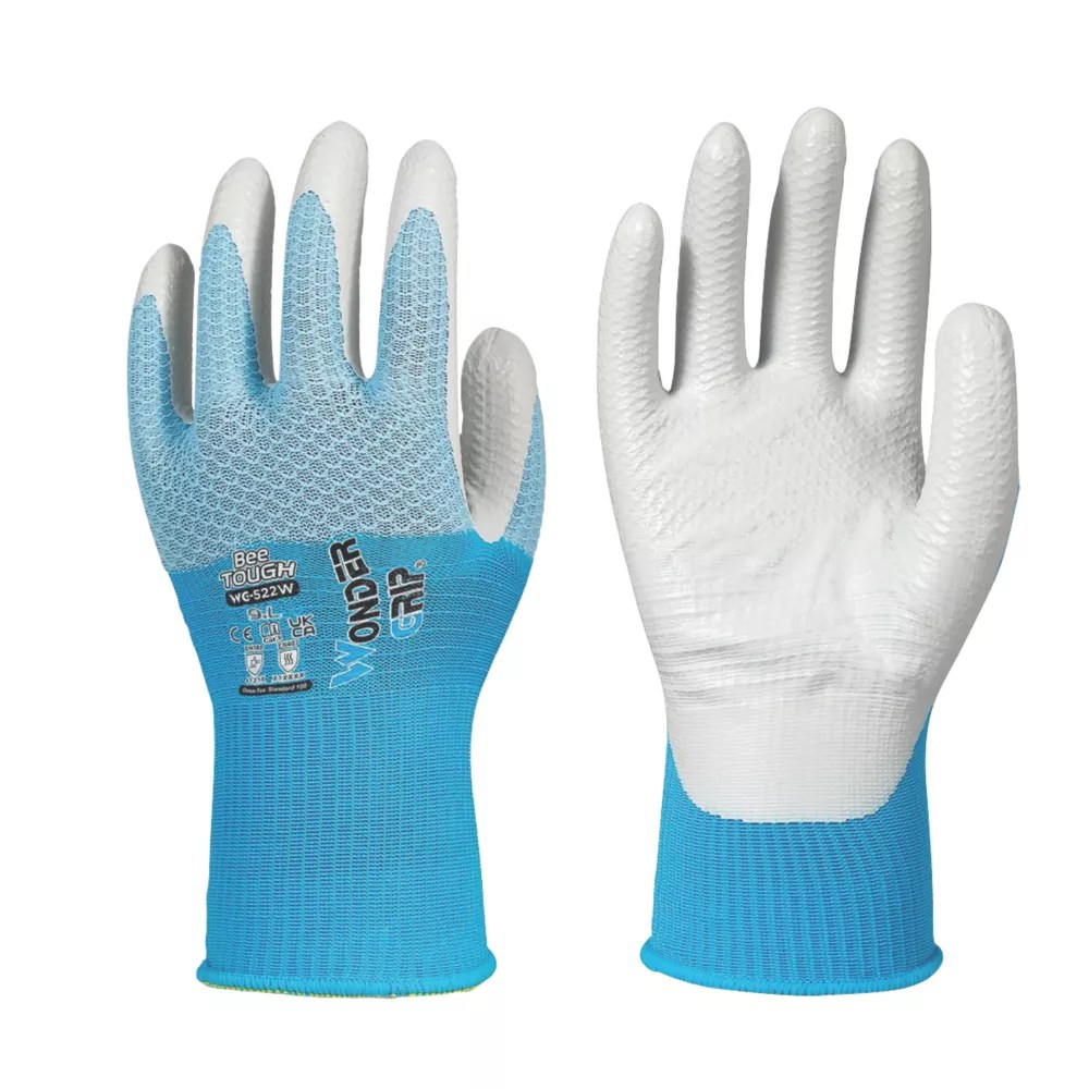 Wonder Grip WG522W BeeTough Protective Work Gloves Blue / White Large