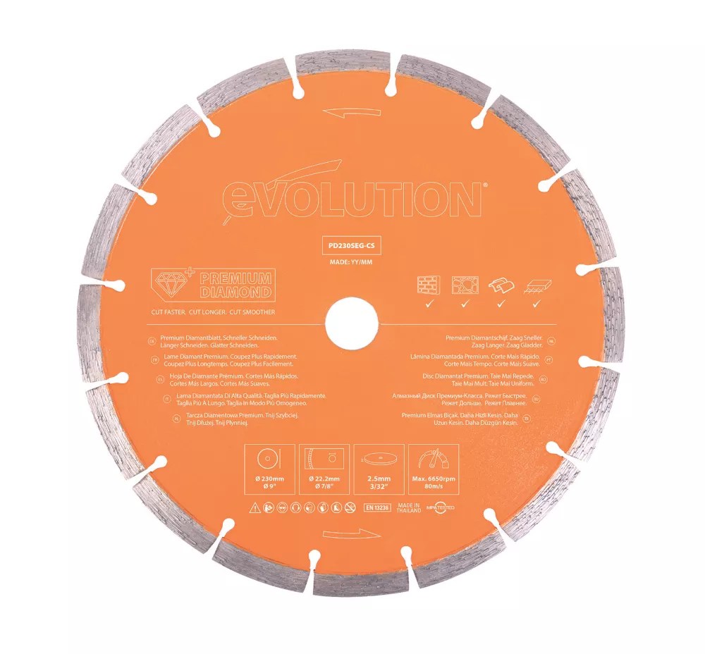 Evolution PD230SEGCS Masonry Premium Diamond Blade 230mm x 22.2mm
