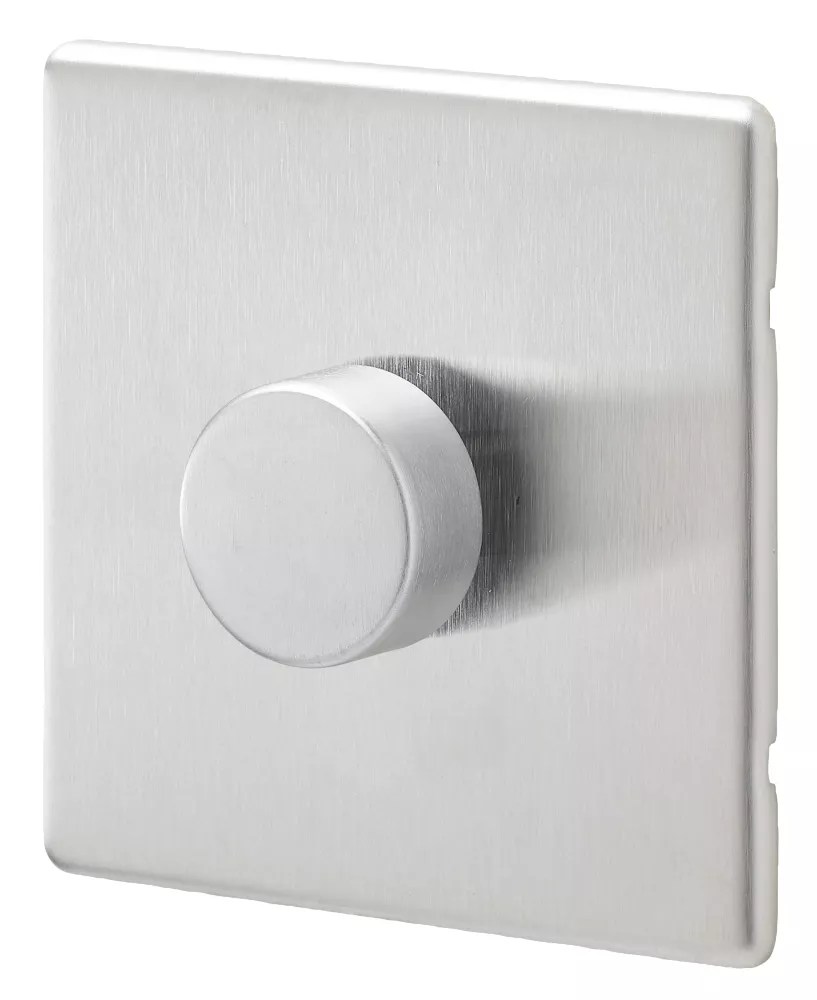 MK Aspect 1Gang 2Way Dimmer Switch Brushed Stainless Steel Screwfix