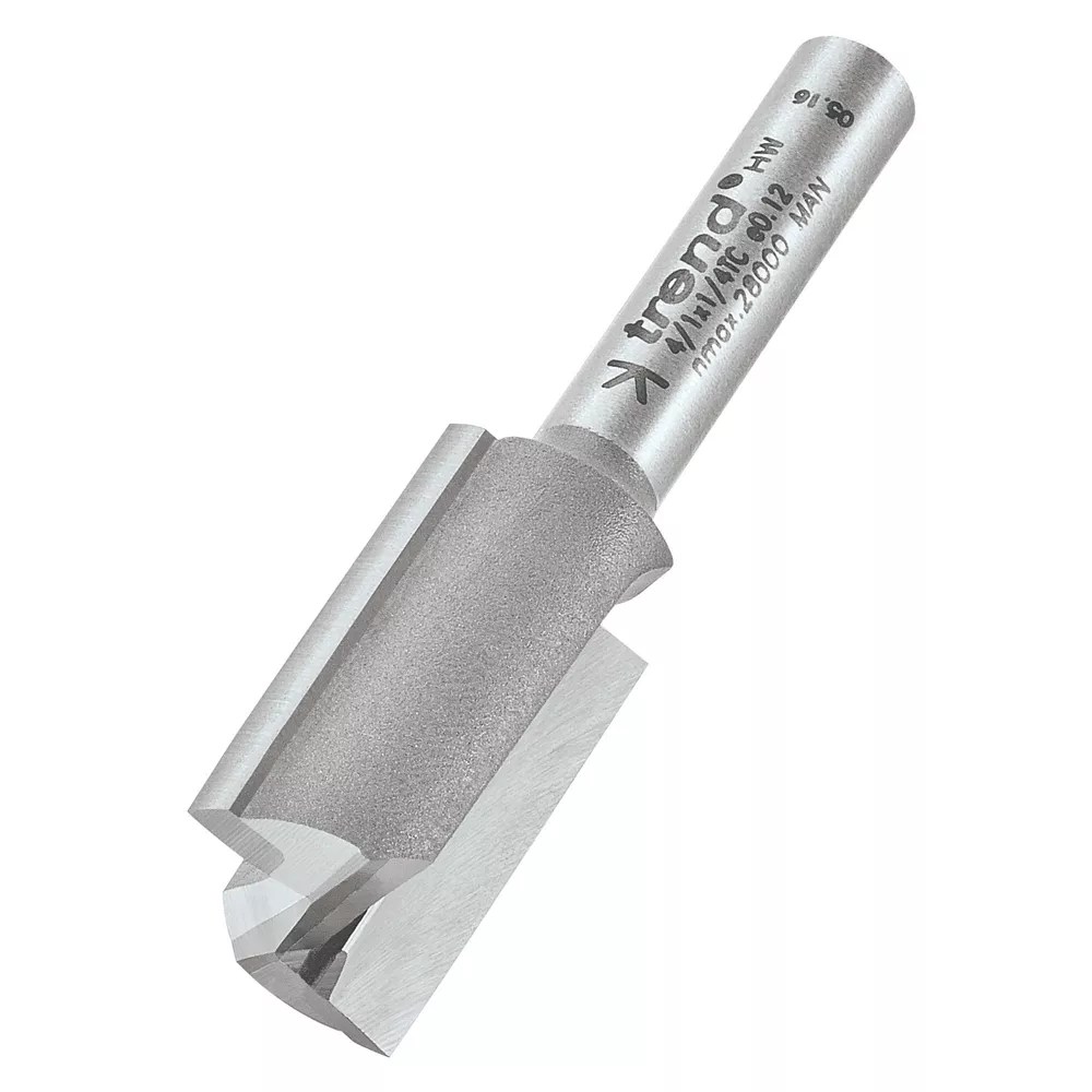 Trend 4/1X1/4TC 1/4" Shank DoubleFlute Straight Router Cutter 15mm x
