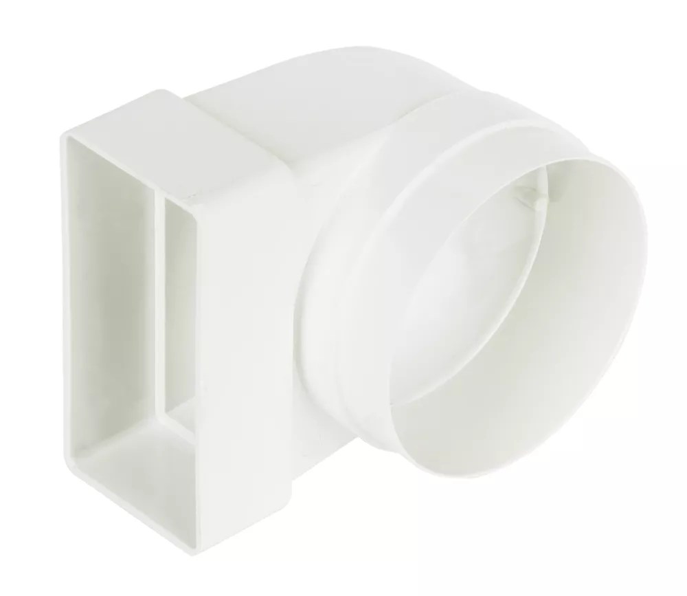 Manrose Round to Rectangular Connector Elbow 90° Bend Adaptor White