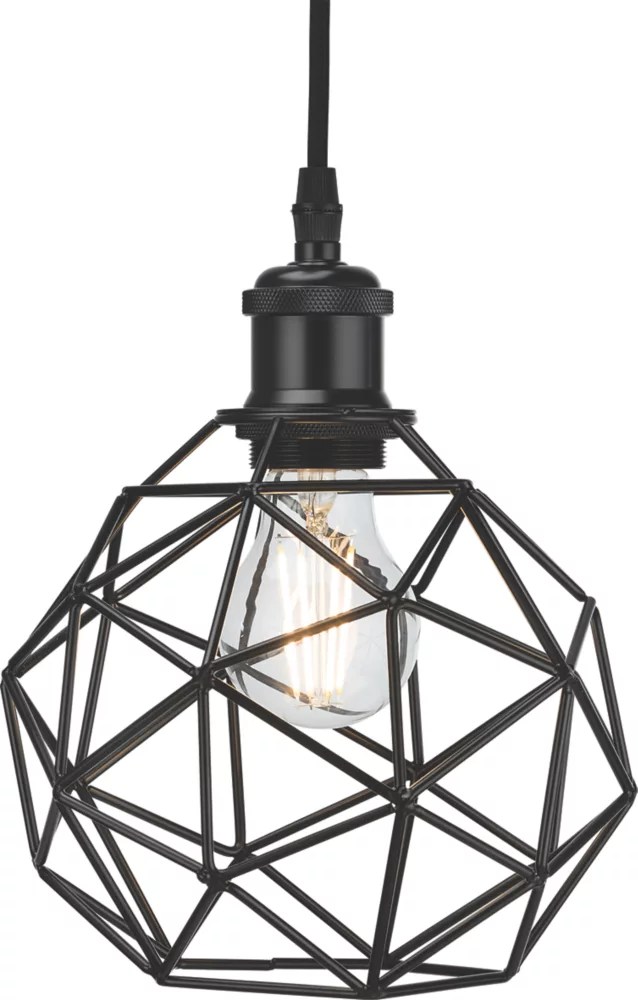 Knightsbridge Matt Black Steel GeometricShaped Pendant Cage Screwfix