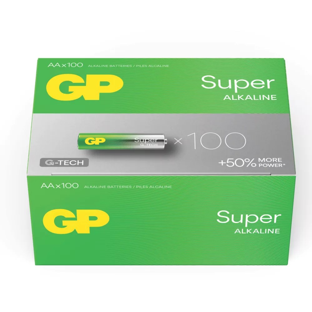 GP Batteries Super AA Alkaline Batteries 100 Pack Screwfix