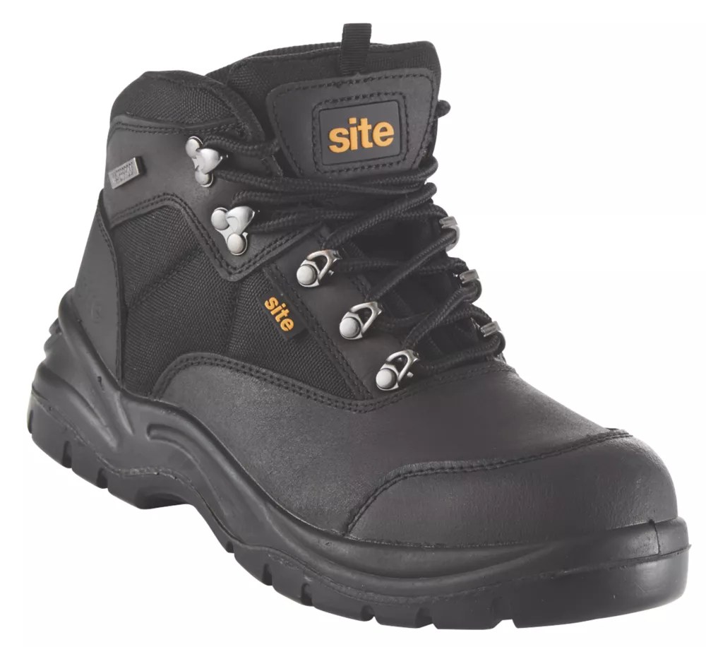 Site Onyx Size 9 Black Waterproof Steel Toe Cap Safety Boots Screwfix