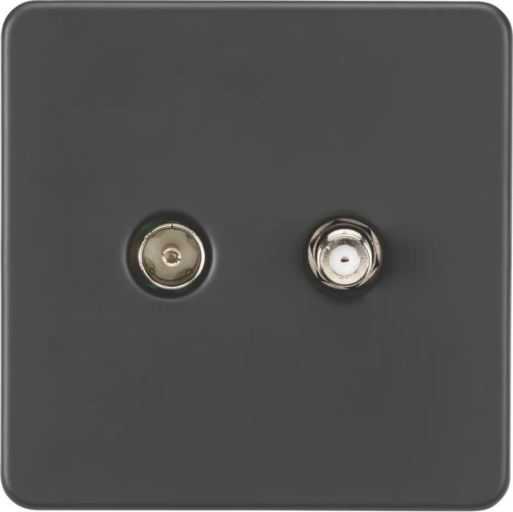 Knightsbridge 2Gang Isolated Coaxial TV & FType Satellite Socket