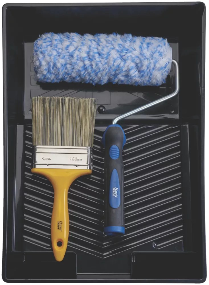Harris Trade 9" Masonry Roller & Brush Set 4 Pieces Screwfix