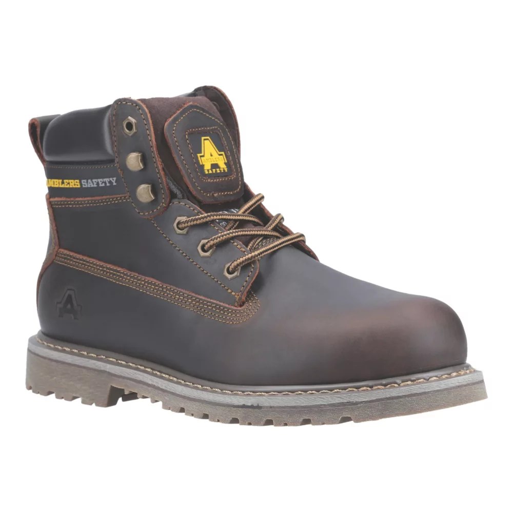 Amblers FS164 Industrial Size 4 Brown Steel Toe Cap Safety Boots Screwfix