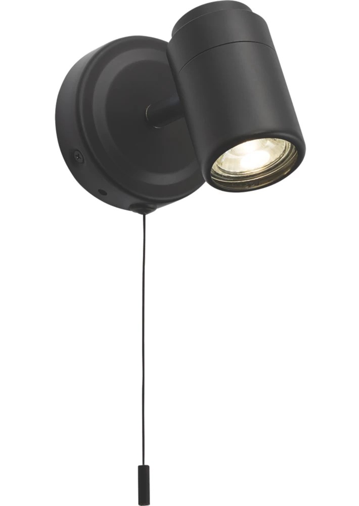 Knightsbridge Round 1Light Single GU10 Wall Spotlight Matt Black