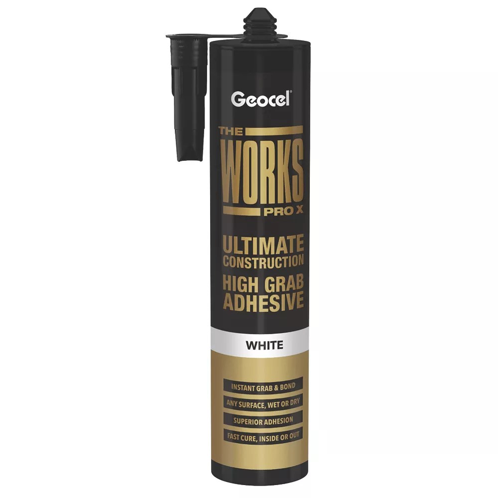 Geocel The Works Pro X SolventFree Grab Adhesive White 290ml Screwfix