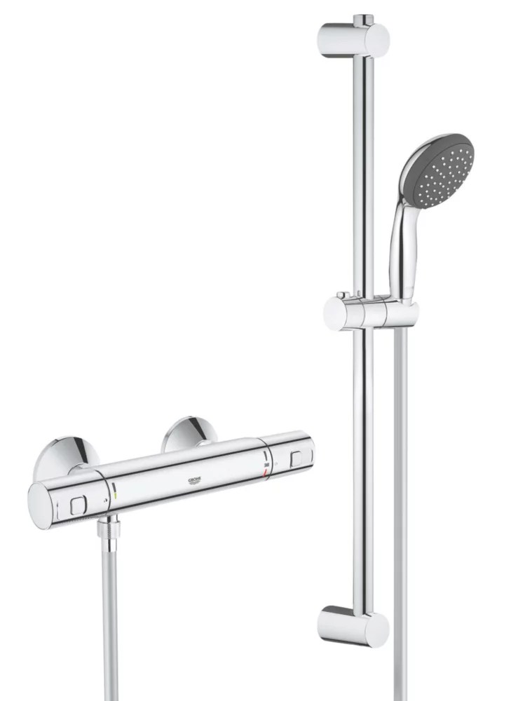 Grohe Precision Start HP RearFed Exposed Chrome Thermostatic Shower Mixer Screwfix