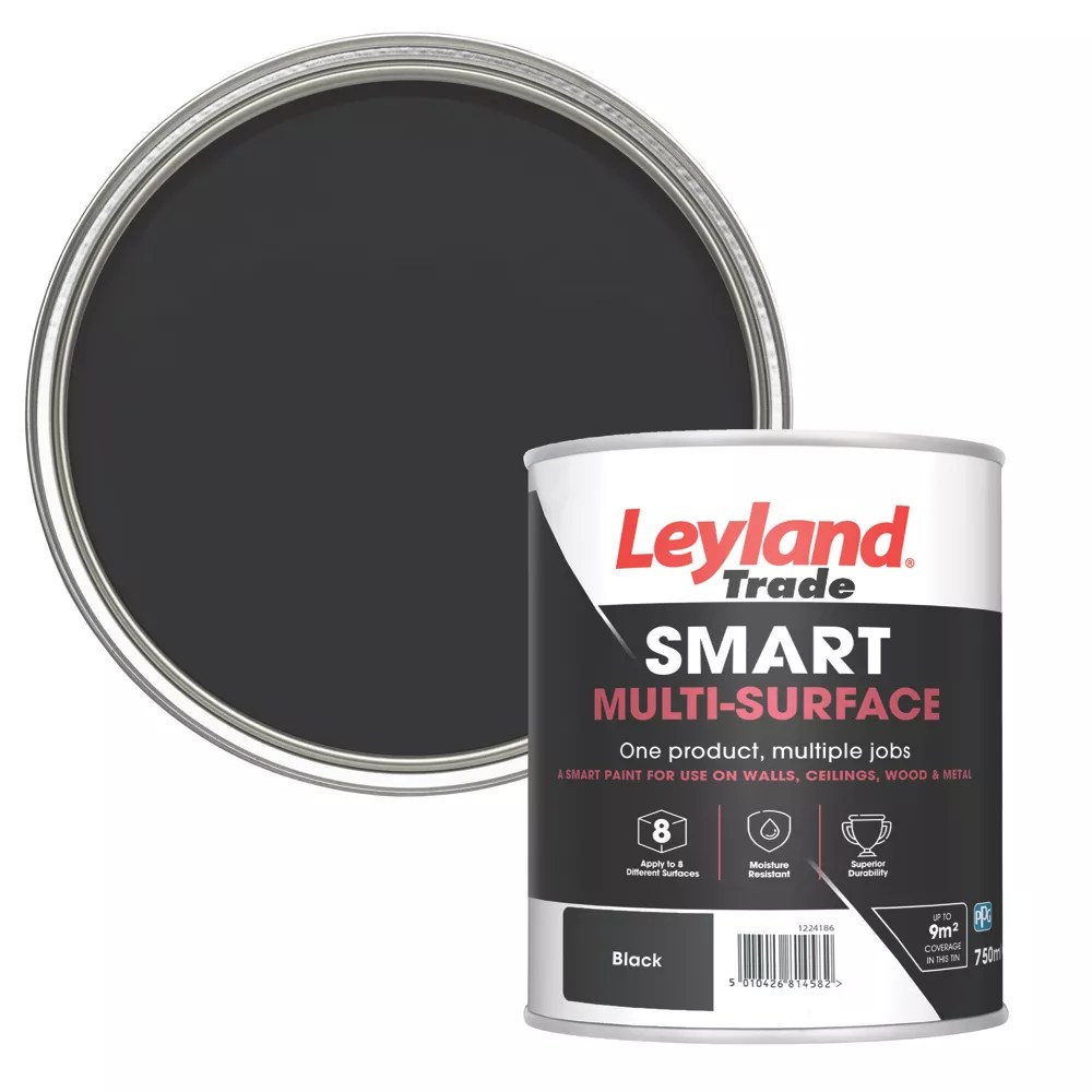 Leyland Trade 750ml Black Eggshell Emulsion Multi Surface Paint Screwfix