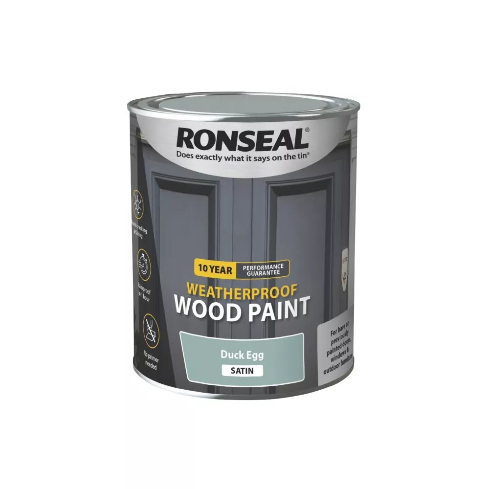 Ronseal 750ml Duck Egg Satin Wood Paint Screwfix