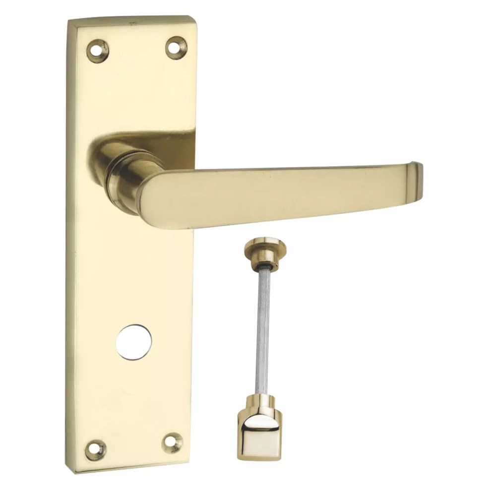 Smith & Locke Long Victorian Fire Rated WC Door Handles Pair Polished