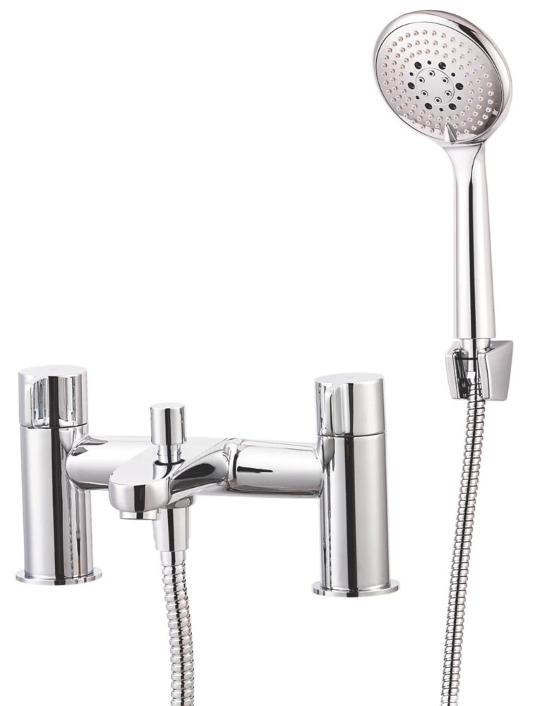 Swirl Caldew DeckMounted Bath/Shower Mixer Tap Silver Screwfix